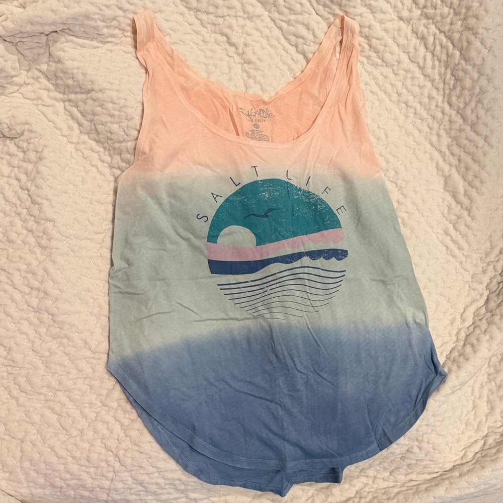Salt Life Ombré Waves Tank Top- Womens Large